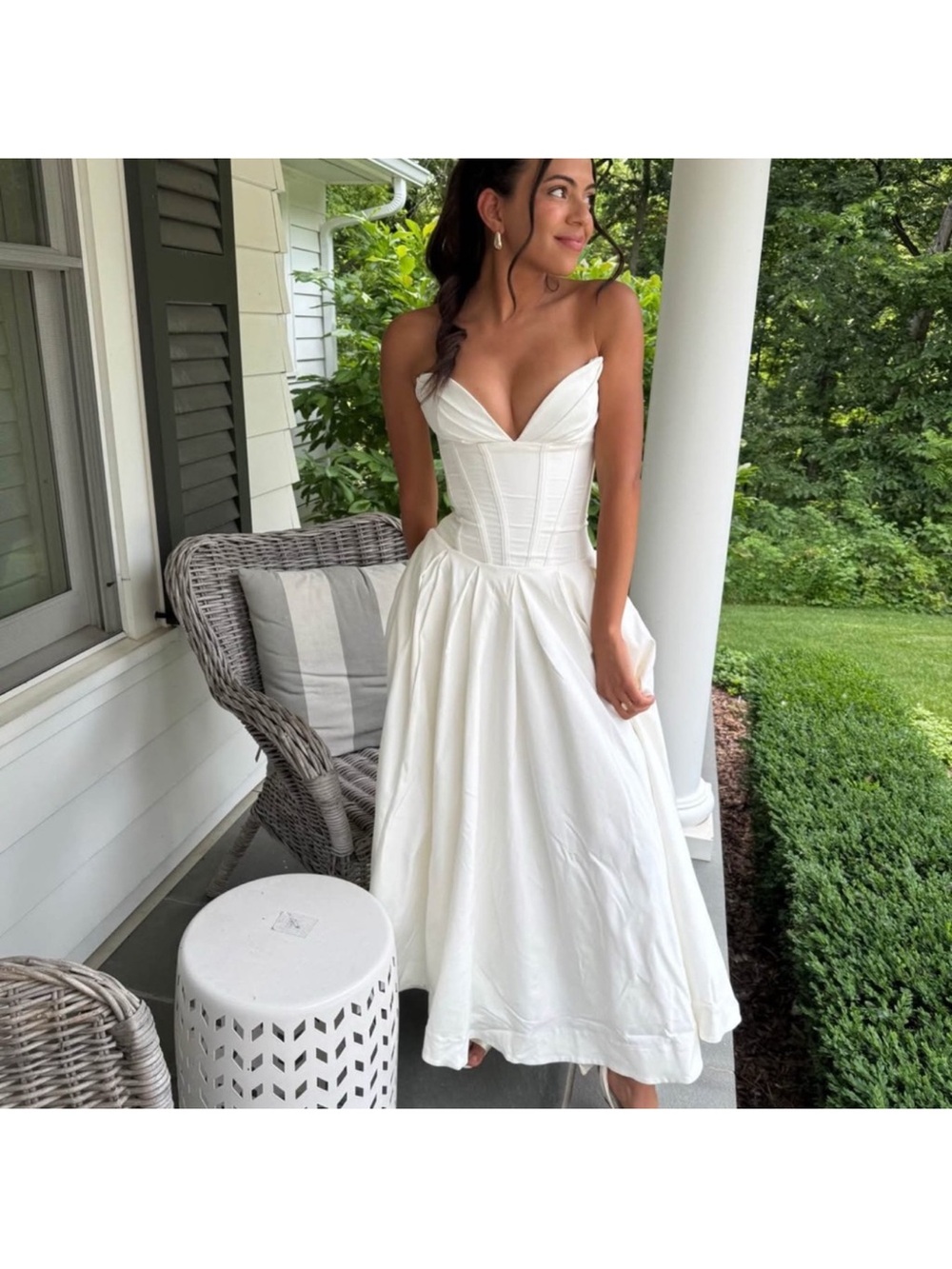 House Of CB M D-DD Lady white strapless midi dress NWOT - Picture 5 of 11